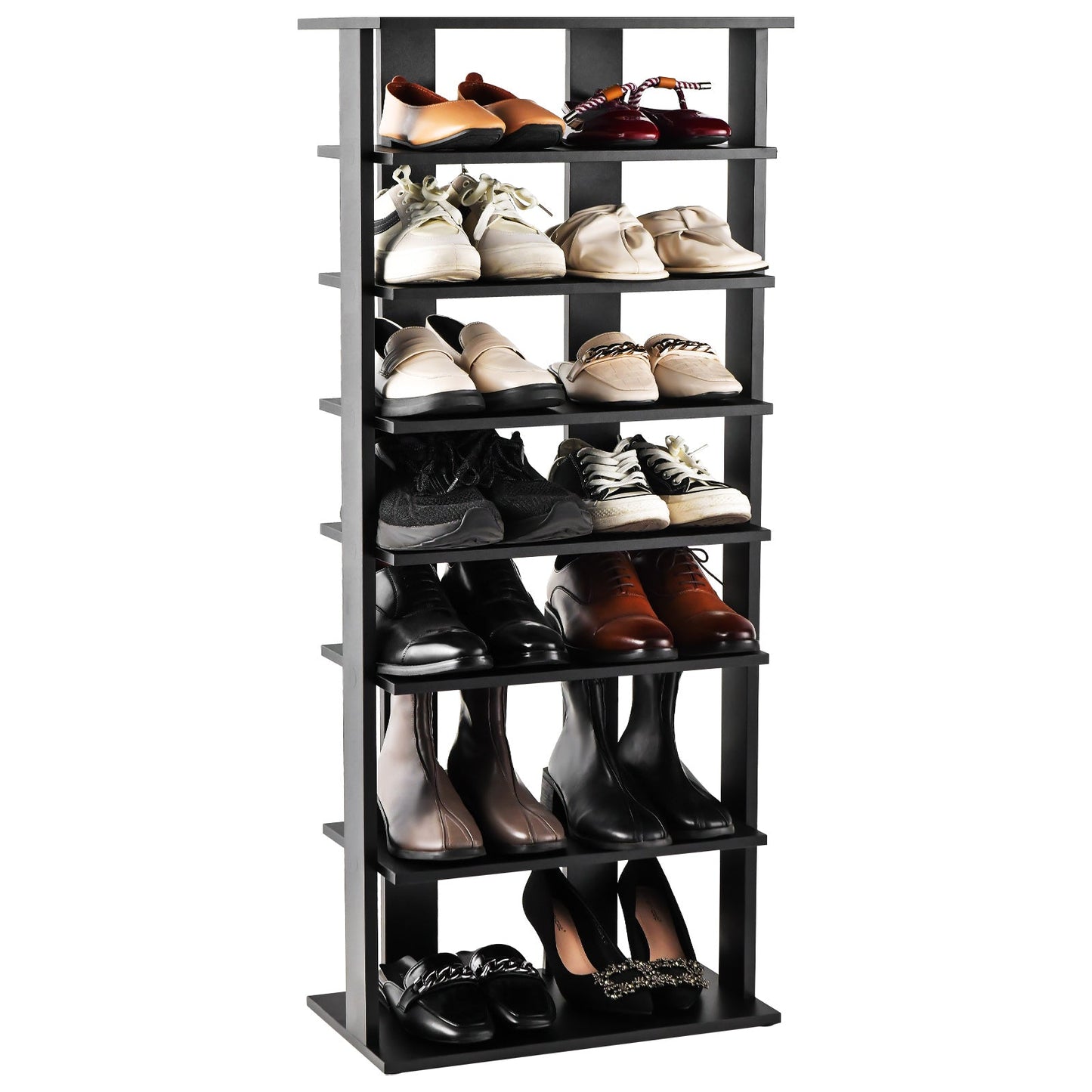 7 Tiers Vertical Shoe Rack for Front Door-Rustic Brown