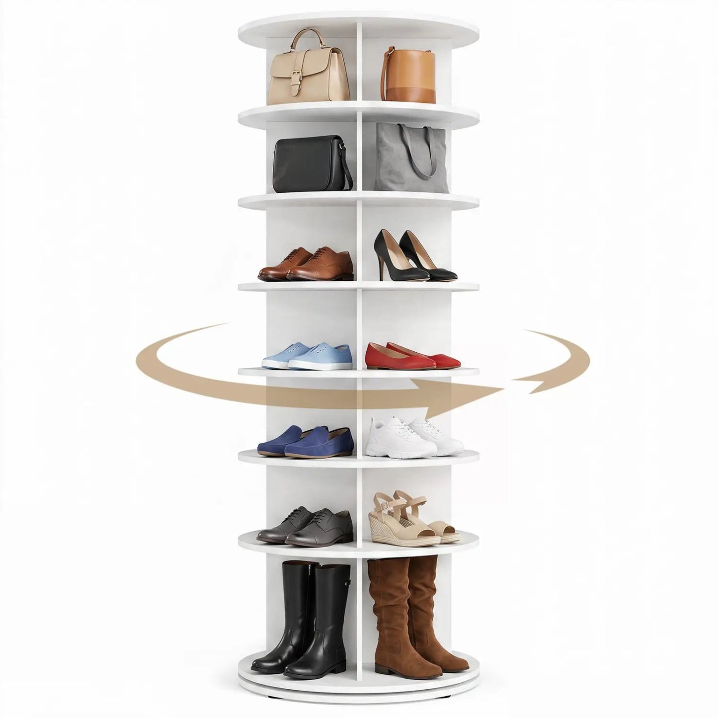 7-Tier Rotating Shoe Rack Tower with Spin