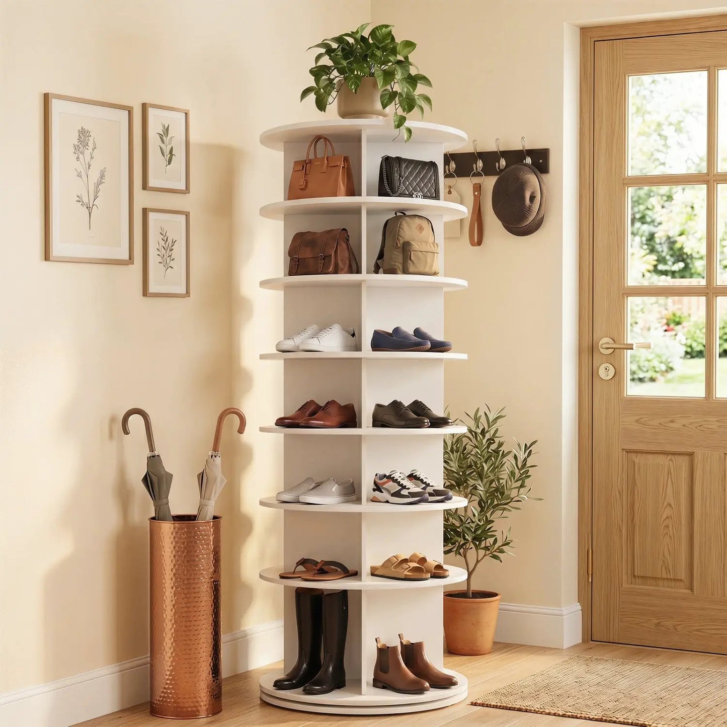 7-Tier Rotating Shoe Rack Tower with Spin