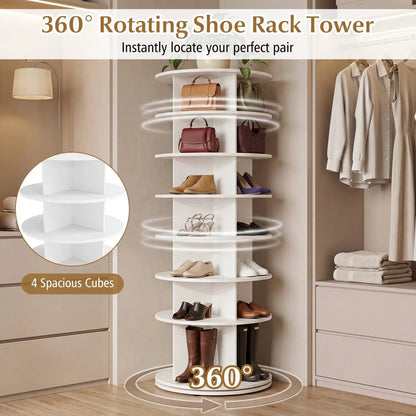 7-Tier Rotating Shoe Rack Tower with Spin