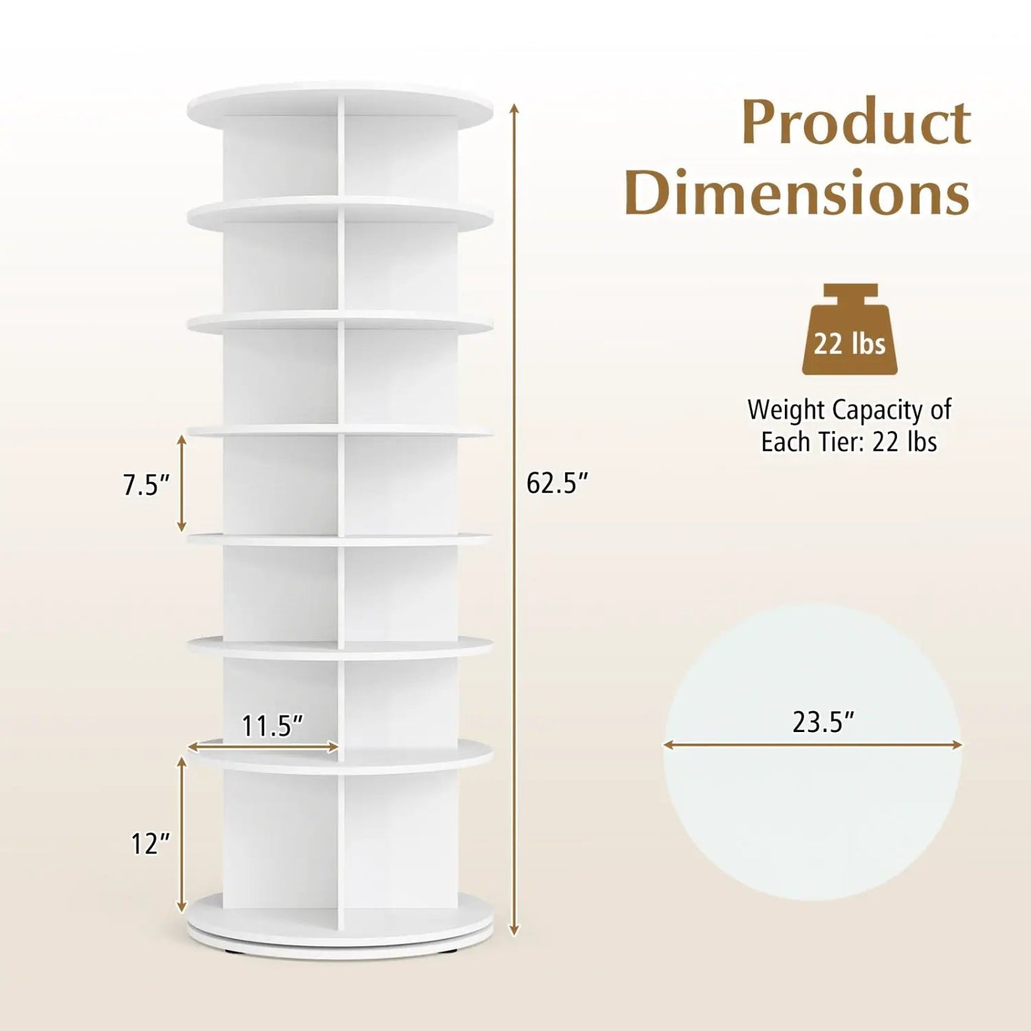 7-Tier Rotating Shoe Rack Tower with Spin