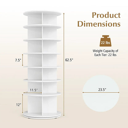7-Tier Rotating Shoe Rack Tower with Spin