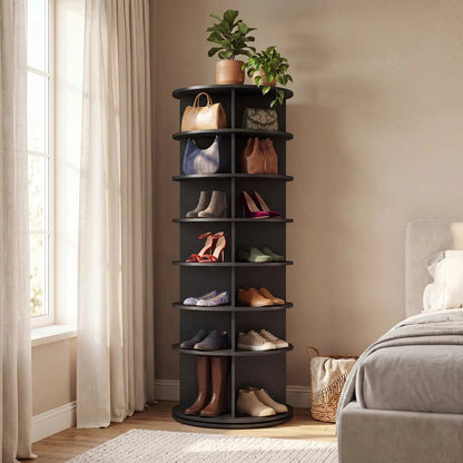 7-Tier Rotating Shoe Rack Tower with Spin