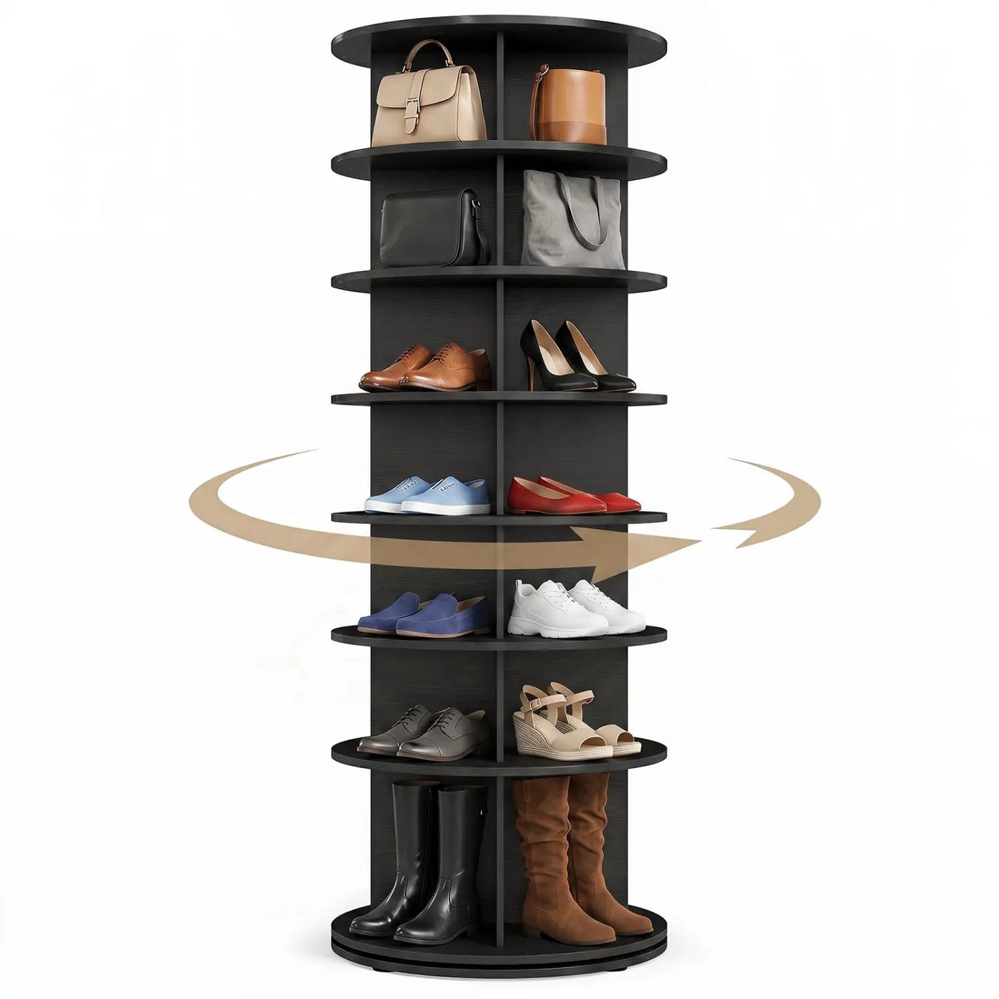 7-Tier Rotating Shoe Rack Tower with Spin