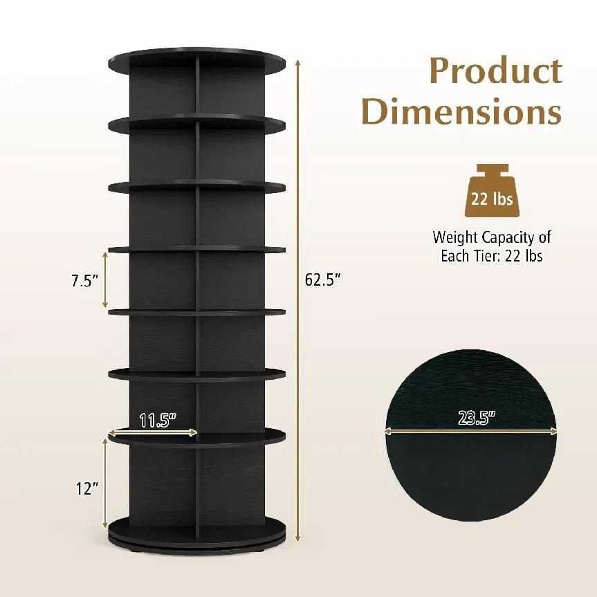 7-Tier Rotating Shoe Rack Tower with Spin