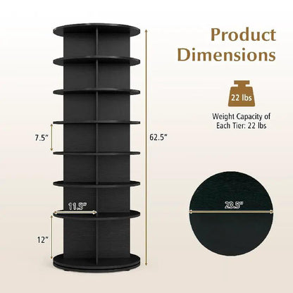 7-Tier Rotating Shoe Rack Tower with Spin