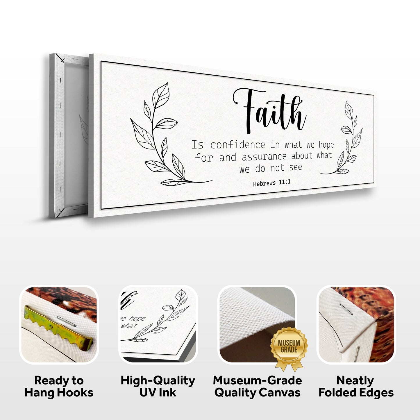 Canvas sign Faith Is Confidence Hebrews 11:1 with leaf border by Tailored Canvases on Tampa Home & Garden Store