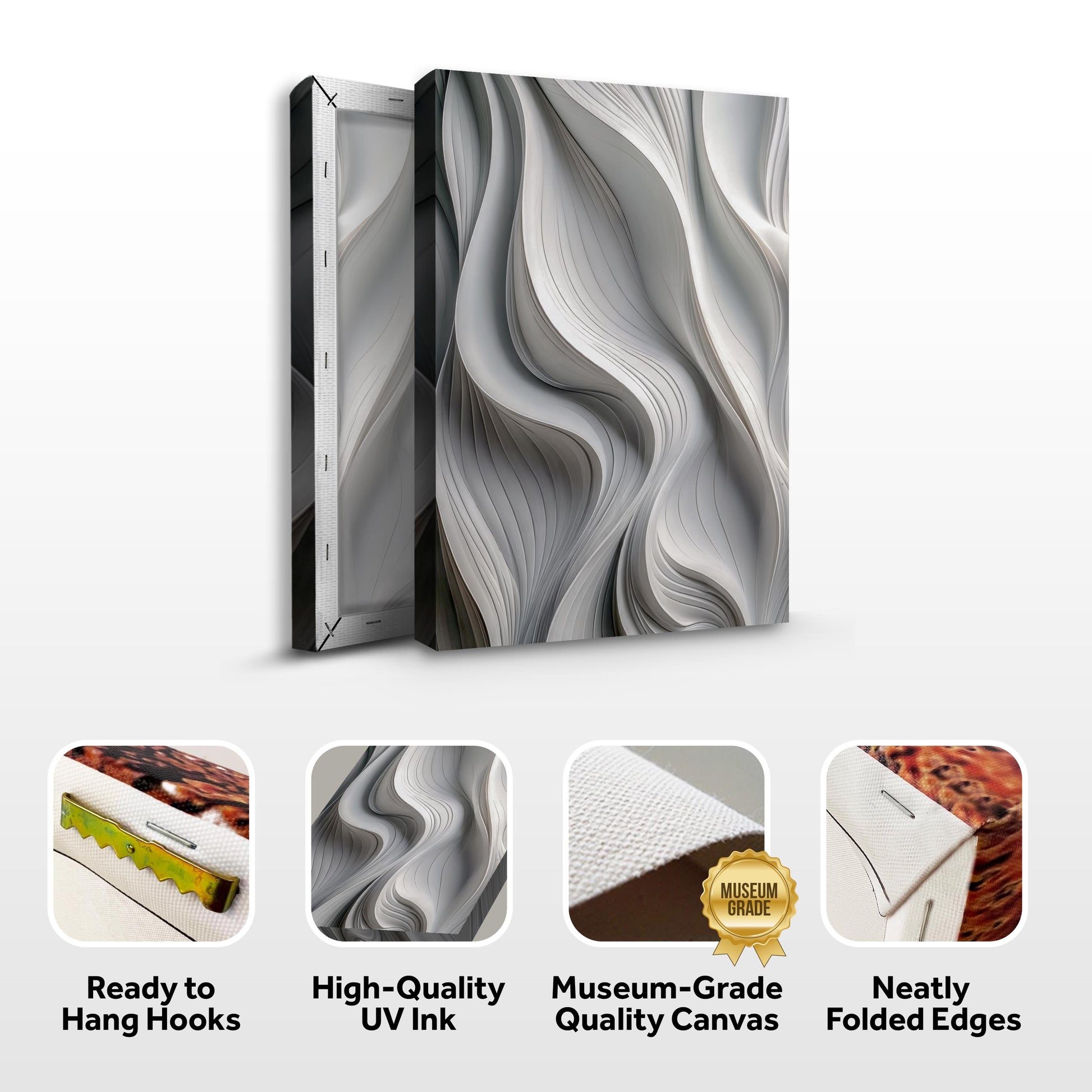Canvas wall art Modern Monochrome Waves Abstract by Tailored Canvases in grayscale waves on Tampa Home & Garden Store