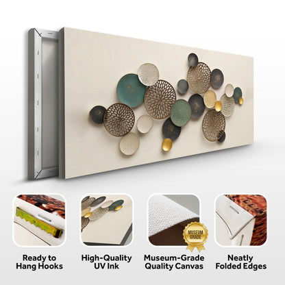 Lotus Leaf Abstract Wall Art II Tailored Canvases; circular metal discs in teal and bronze on Tampa Home & Garden Store
