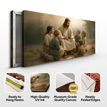 Jesus with Children Faith Wall Art III canvas Tailored Canvases warm sepia scene on crafting canvas on Tampa Home & Garden Store