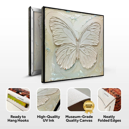 White Butterfly Wall Art canvas with embossed cream butterfly relief by Tailored Canvases on Tampa Home & Garden Store