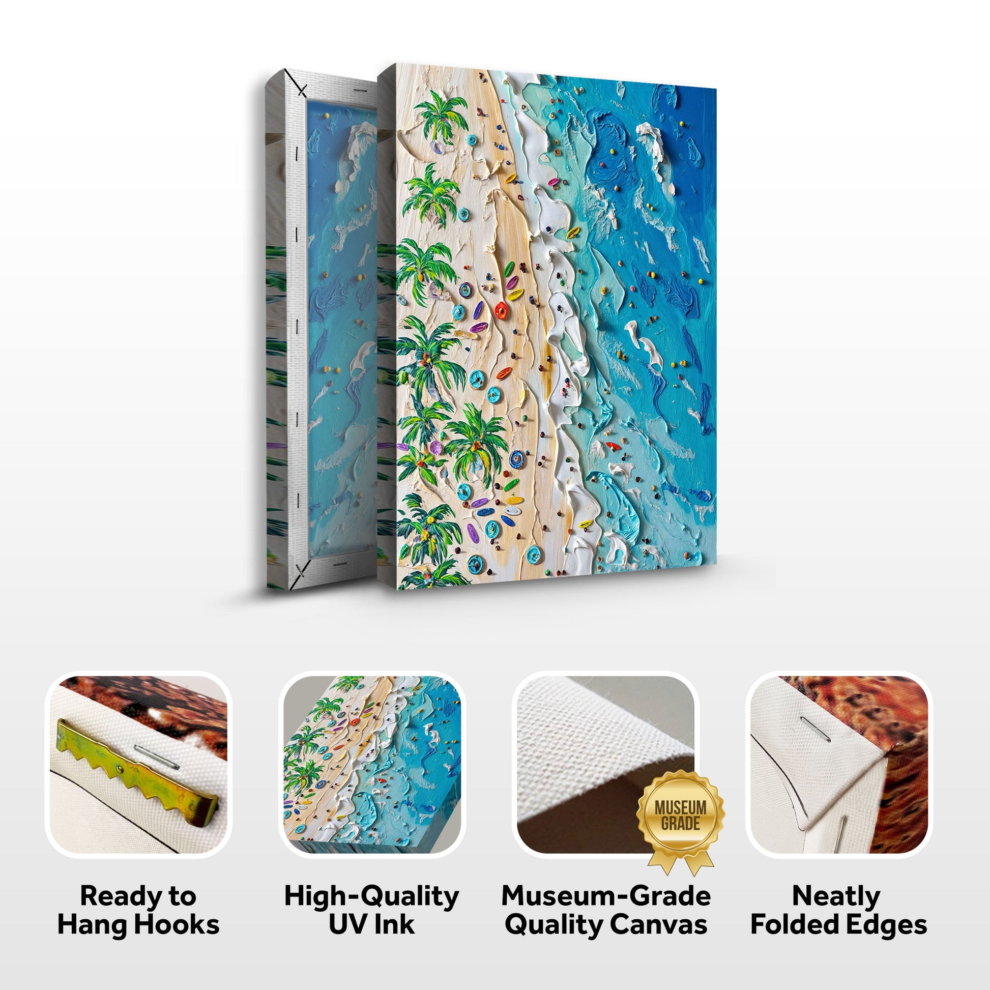 Beach Days Wall Art canvas triptych by Tailored Canvases, palm trees and turquoise sea on Tampa Home & Garden Store