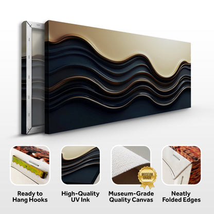 Canvas Black and Gold Minimalist Abstract Wall Art III with flowing waves; two canvases on Tampa Home & Garden Store