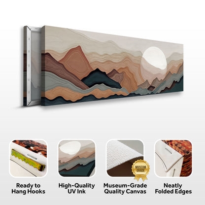 Abstract Mountains Landscape Wall Art canvas by Tailored Canvases with layered browns and teal on Tampa Home & Garden Store