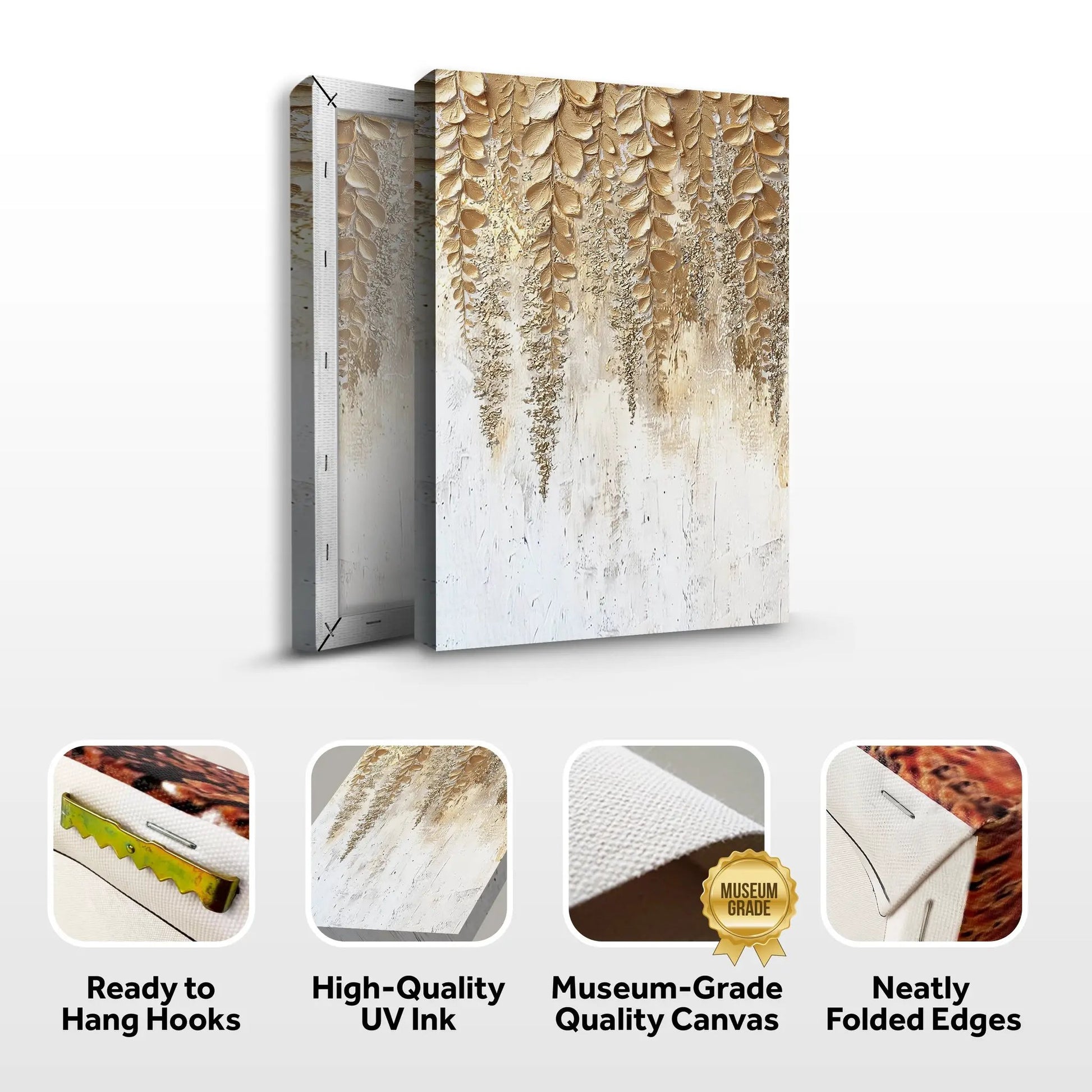 Golden Wisteria Wall Art canvas by Tailored Canvases, gold-toned floral crafting canvas on Tampa Home & Garden Store