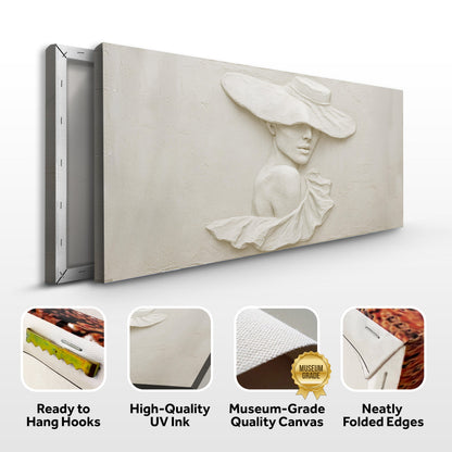 3D Minimalist Female Portrait Canvas cream textured Tailored Canvases crafting on Tampa Home & Garden Store