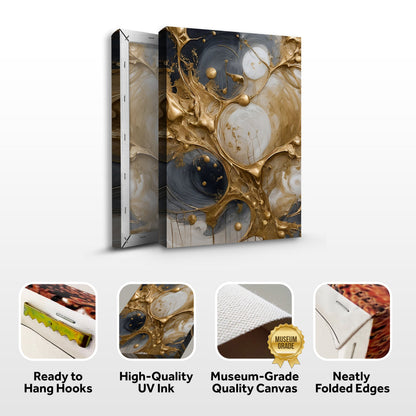 Black and Gold Splash Wall Art canvas with gold swirls on navy by Tailored Canvases on Tampa Home & Garden Store