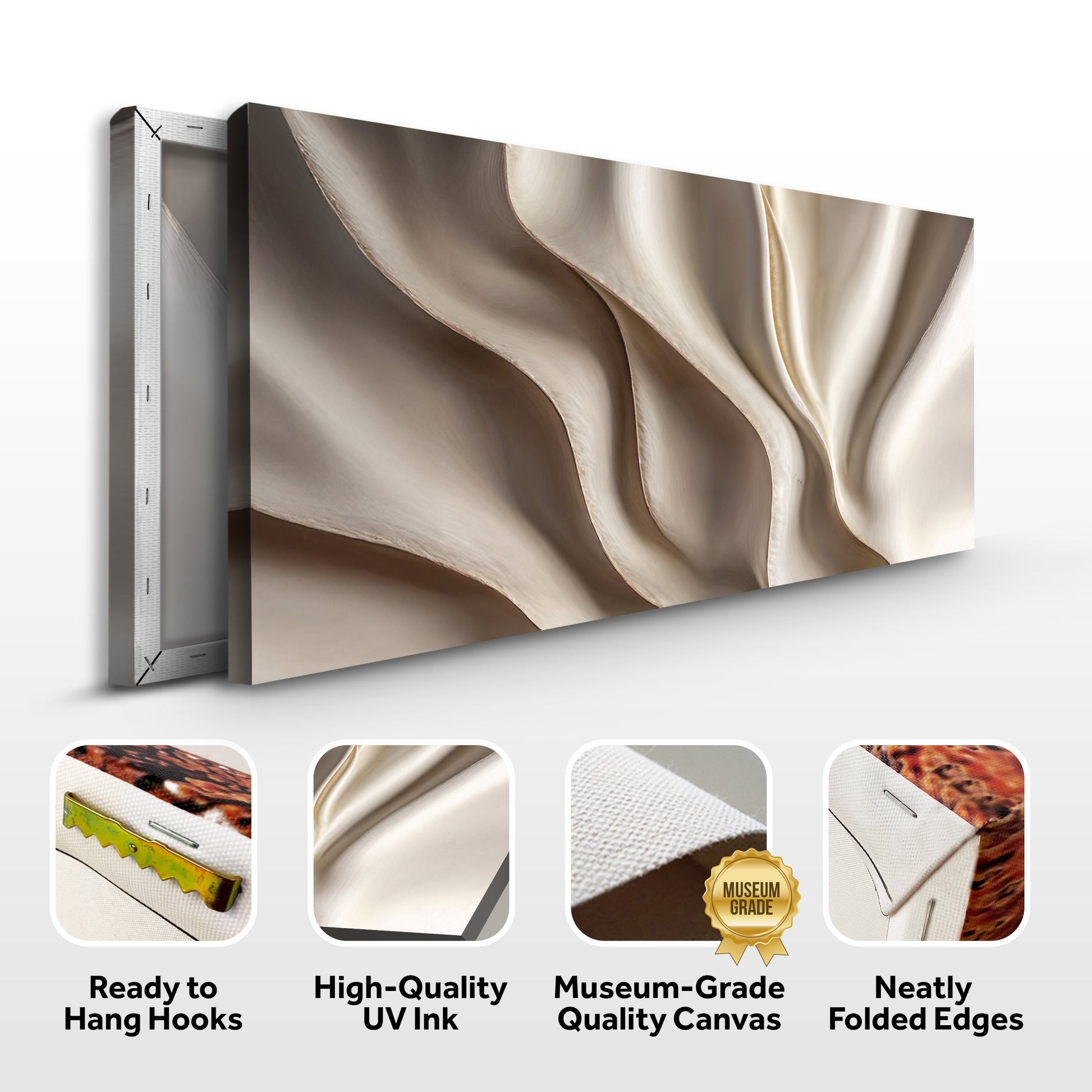 Beige Minimalist Wall Art V canvas with flowing fabric folds Tailored Canvases crafting canvas on Tampa Home & Garden Store