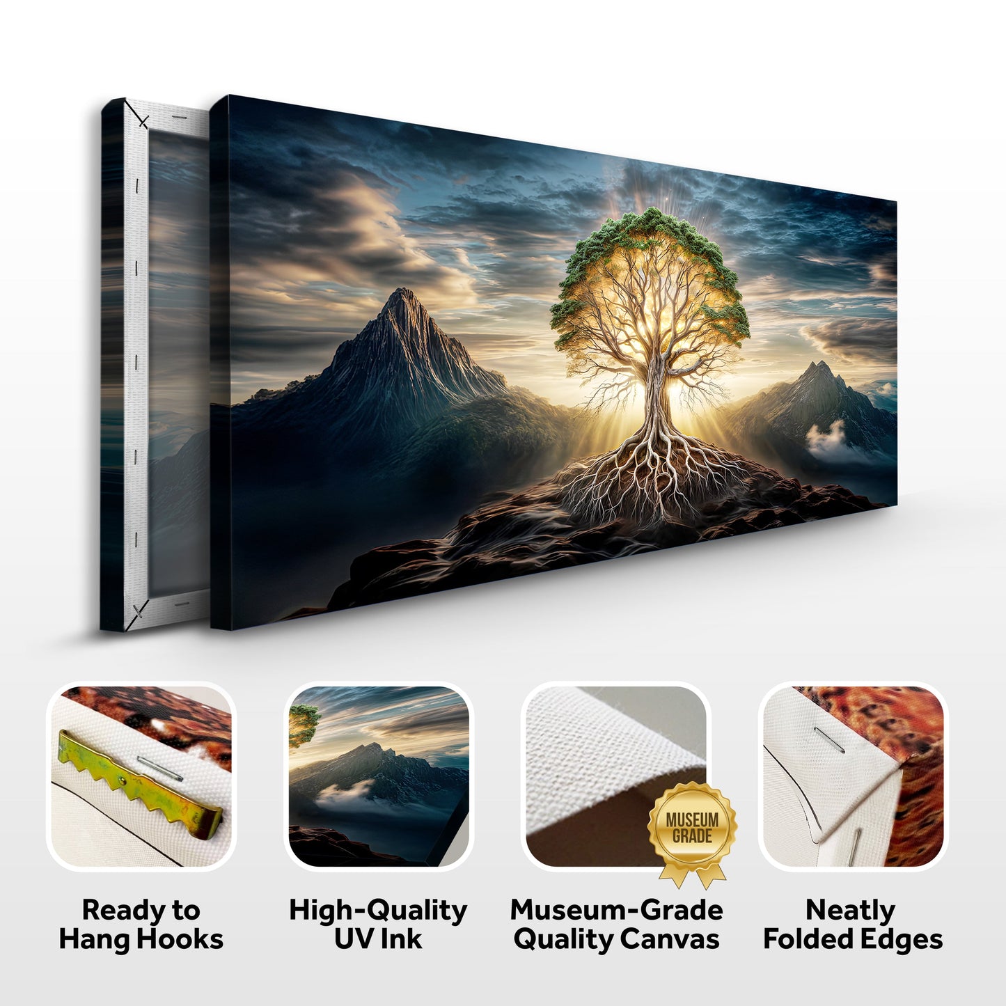 Burning Bush Faith Wall Art VIII canvas by Tailored Canvases with glowing sun tree and mountains on Tampa Home & Garden Store