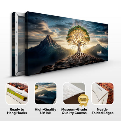 Burning Bush Faith Wall Art VIII canvas by Tailored Canvases with glowing sun tree and mountains on Tampa Home & Garden Store