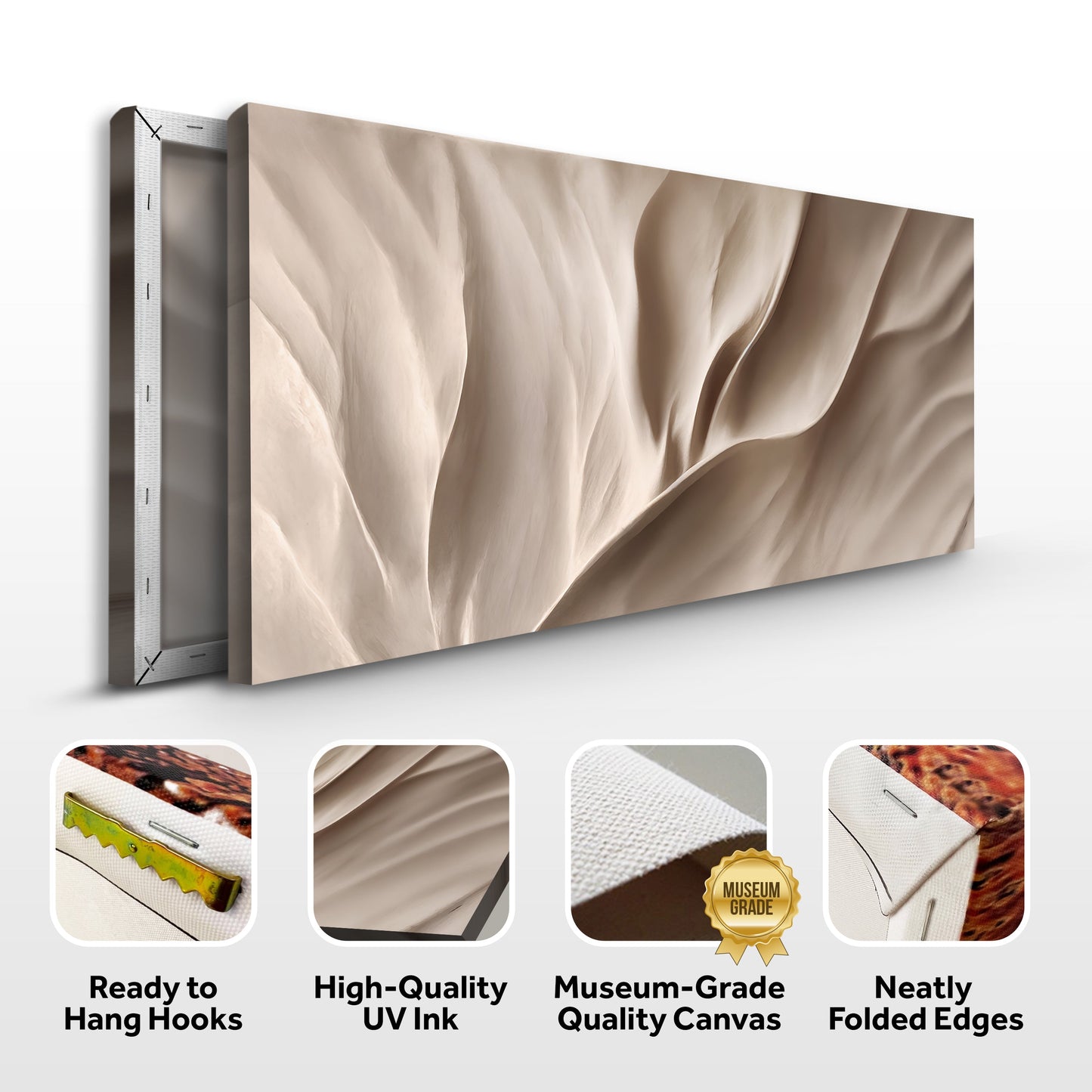 Soft Waves of Elegance Wall Art Canvas in beige abstract folds by Tailored Canvases on Tampa Home & Garden Store