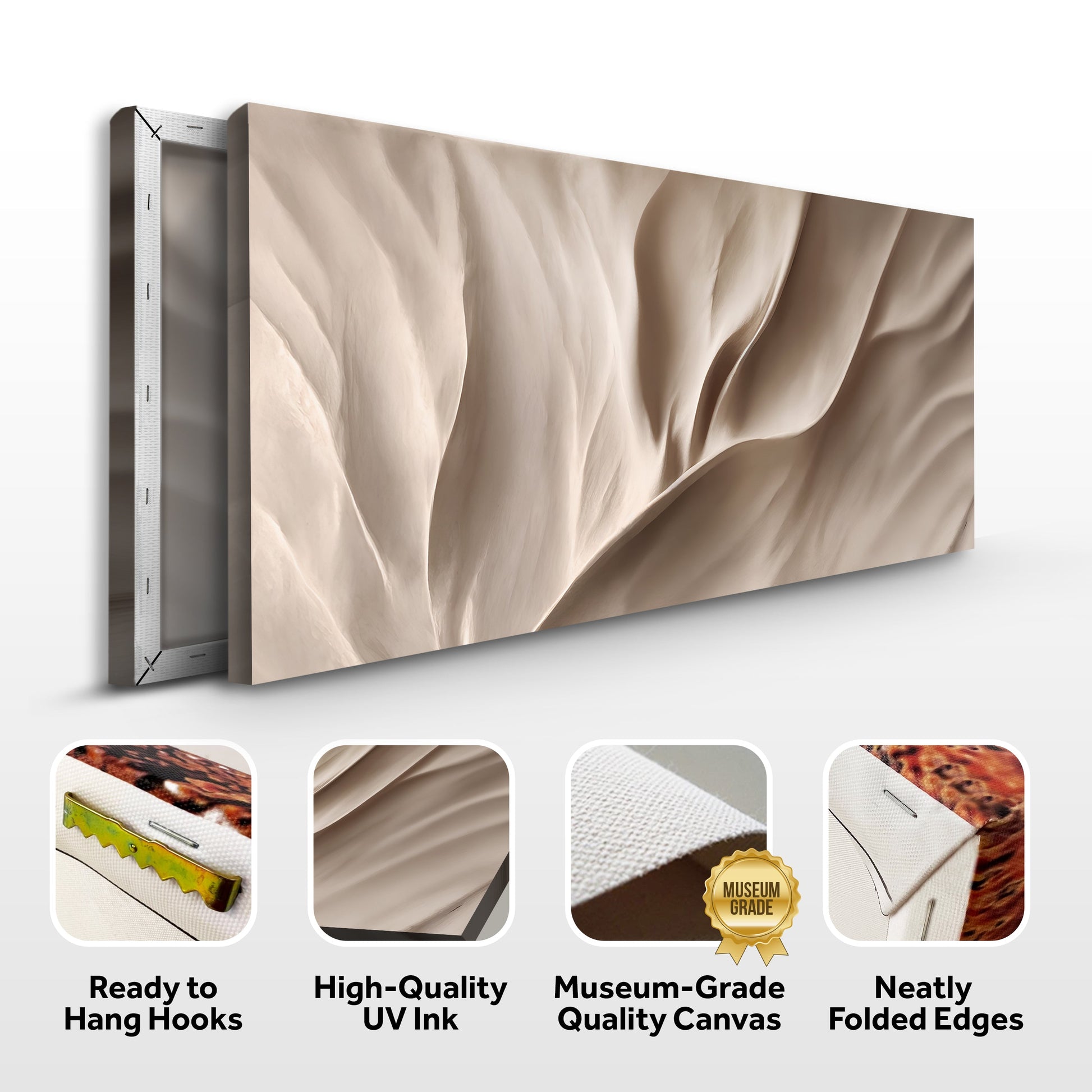 Soft Waves of Elegance Wall Art Canvas in beige abstract folds by Tailored Canvases on Tampa Home & Garden Store