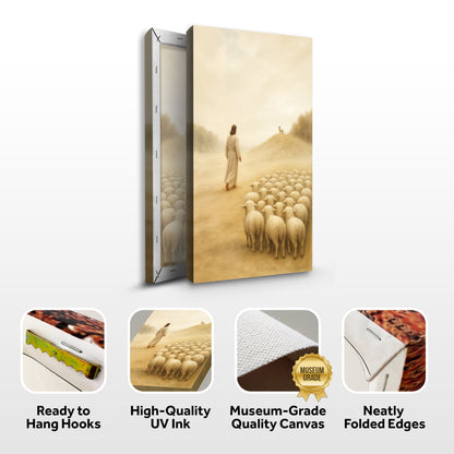 99 Faith Wall Art III canvas by Tailored Canvases beige desert scene with robed figure and flock of sheep on Tampa Home & Garden Store