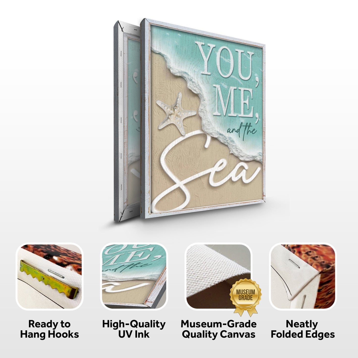 You Me and the Sea Coastal Sign VI canvas by Tailored Canvases teal beach scene on Tampa Home & Garden Store