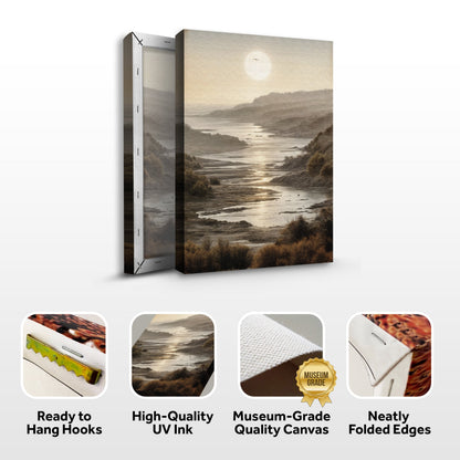 Misty Shores Coastal Impasto Wall Art canvas featuring coastal landscape and sun on Tampa Home & Garden Store