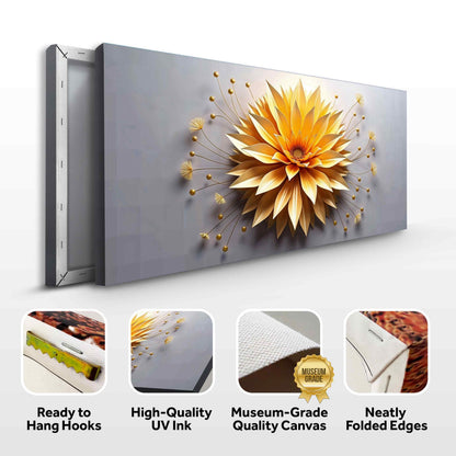 Golden Dandelion Minimalist Abstract Wall Art Canvas Tailored Canvases backdrop with gold flower on Tampa Home & Garden Store