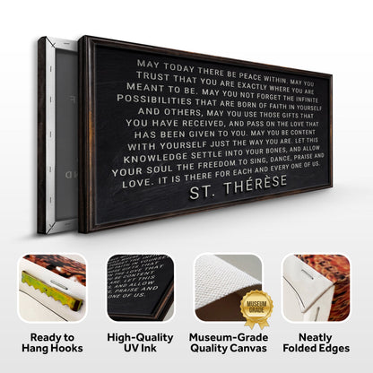 Faith Sign Canvas by Tailored Canvases with dark wood frame and May Today There Be Peace Within on Tampa Home & Garden Store