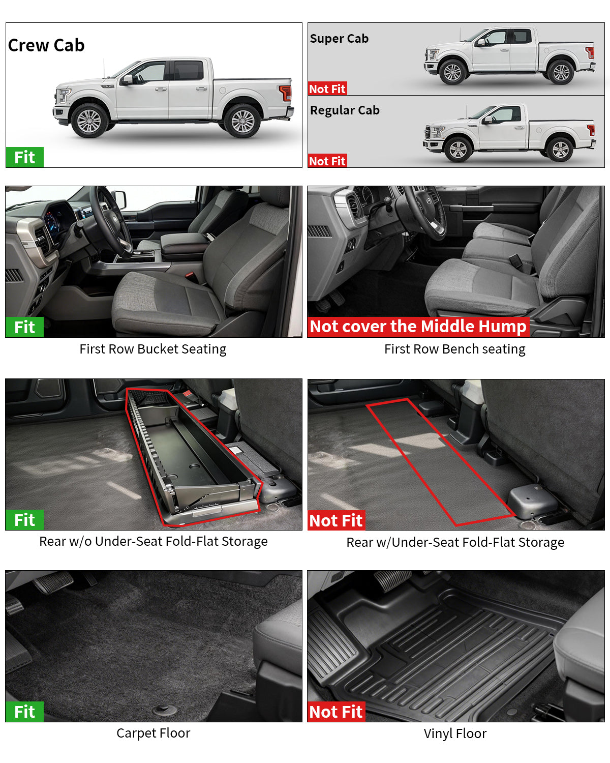 Umbrauto Custom Fit Floor Mats for Ford F-Series Super Duty Crew Cab, all-weather TPE front and rear mats on Tampa Home & Garden Store