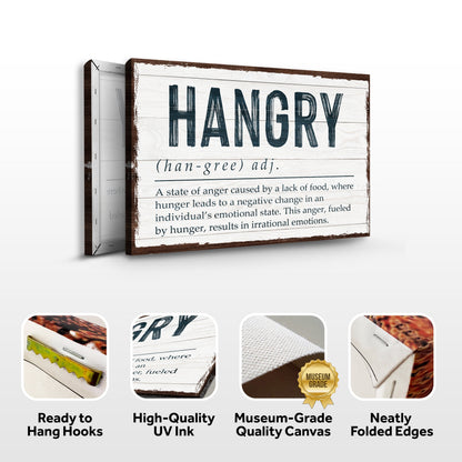 Hangry Kitchen Sign II canvas on wood with bold navy HANGRY by Tailored Canvases on Tampa Home & Garden Store