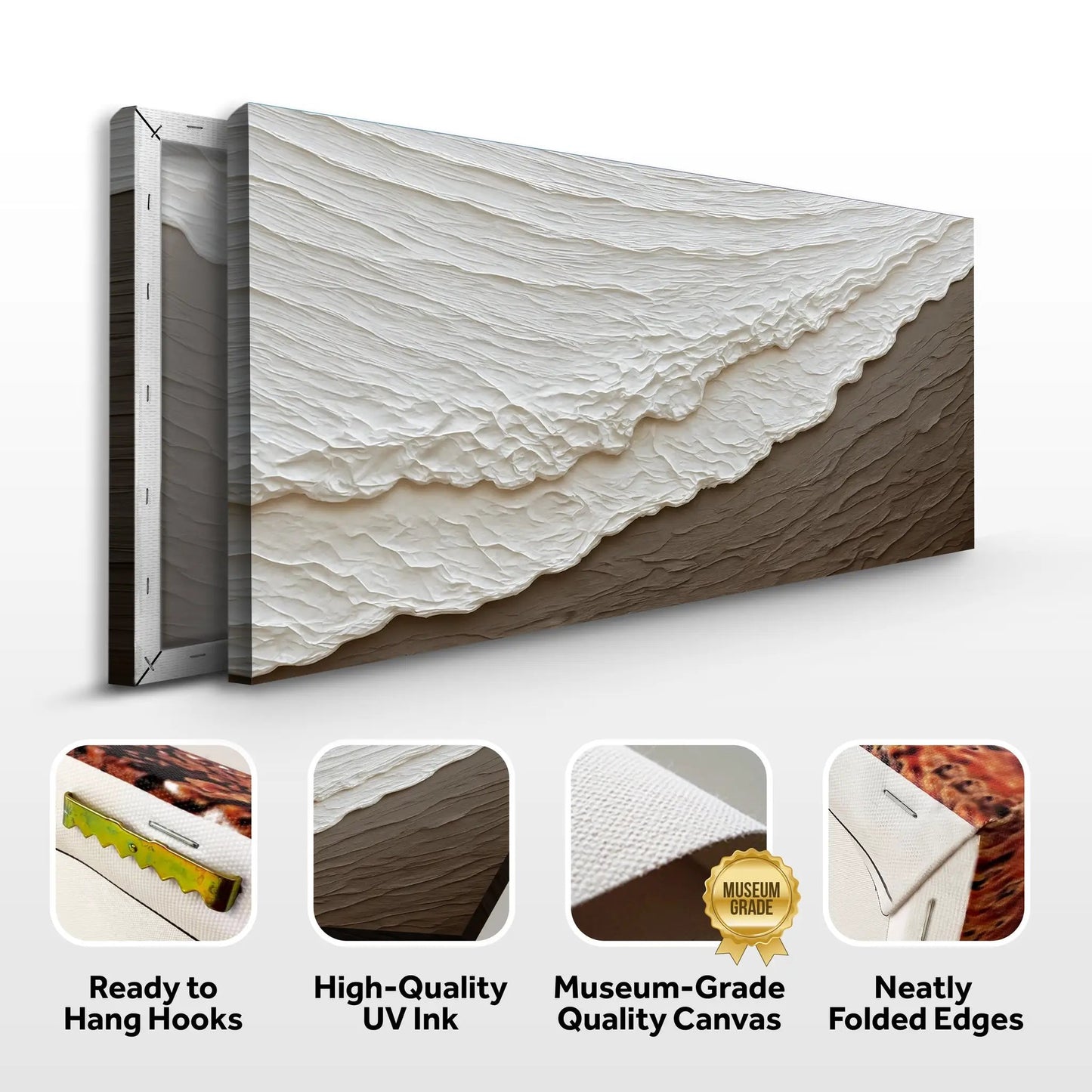 Waves Abstract Wall Art canvas by Tailored Canvases with white and beige wave texture on Tampa Home & Garden Store