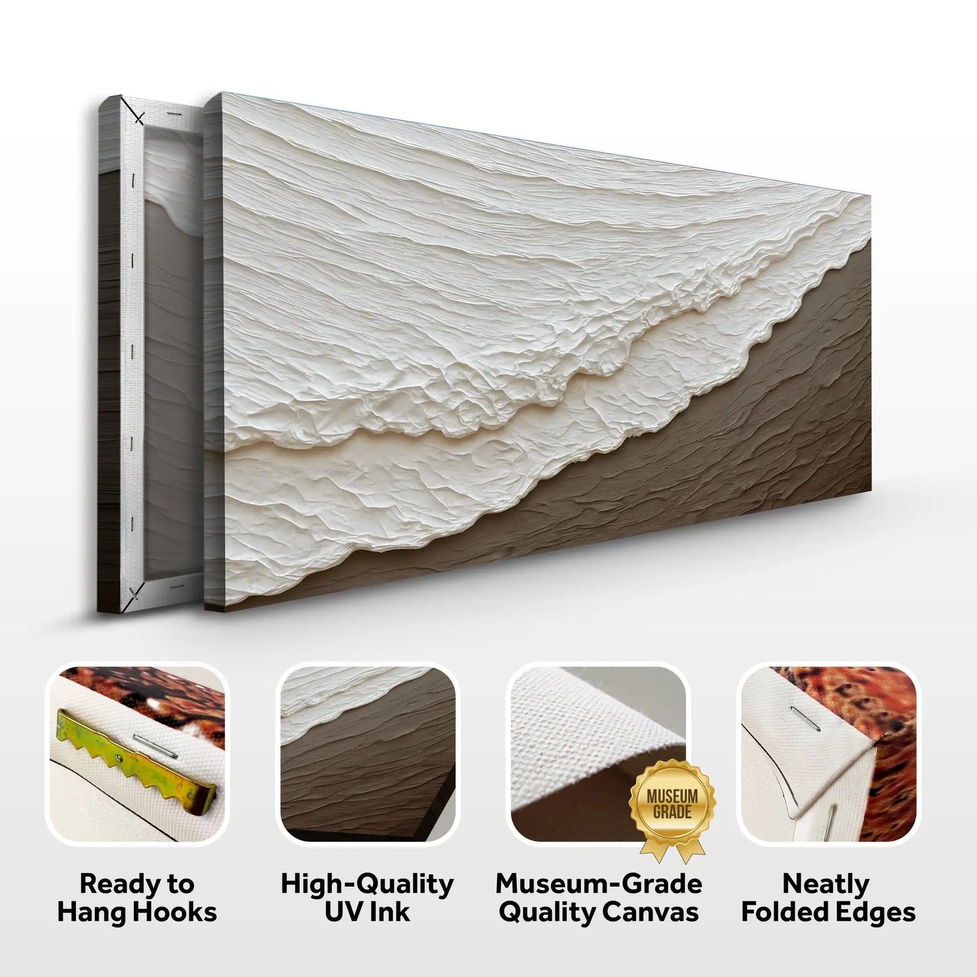 Waves Abstract Wall Art canvas by Tailored Canvases with white and beige wave texture on Tampa Home & Garden Store