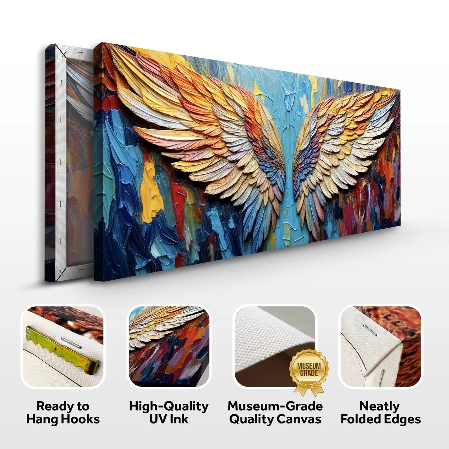 Wings of Hope canvas wall art with vibrant textured wings by Tailored Canvases on Tampa Home & Garden Store