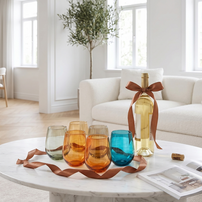 Eze Acrylic Stemless Wine Glassware and Set of 6