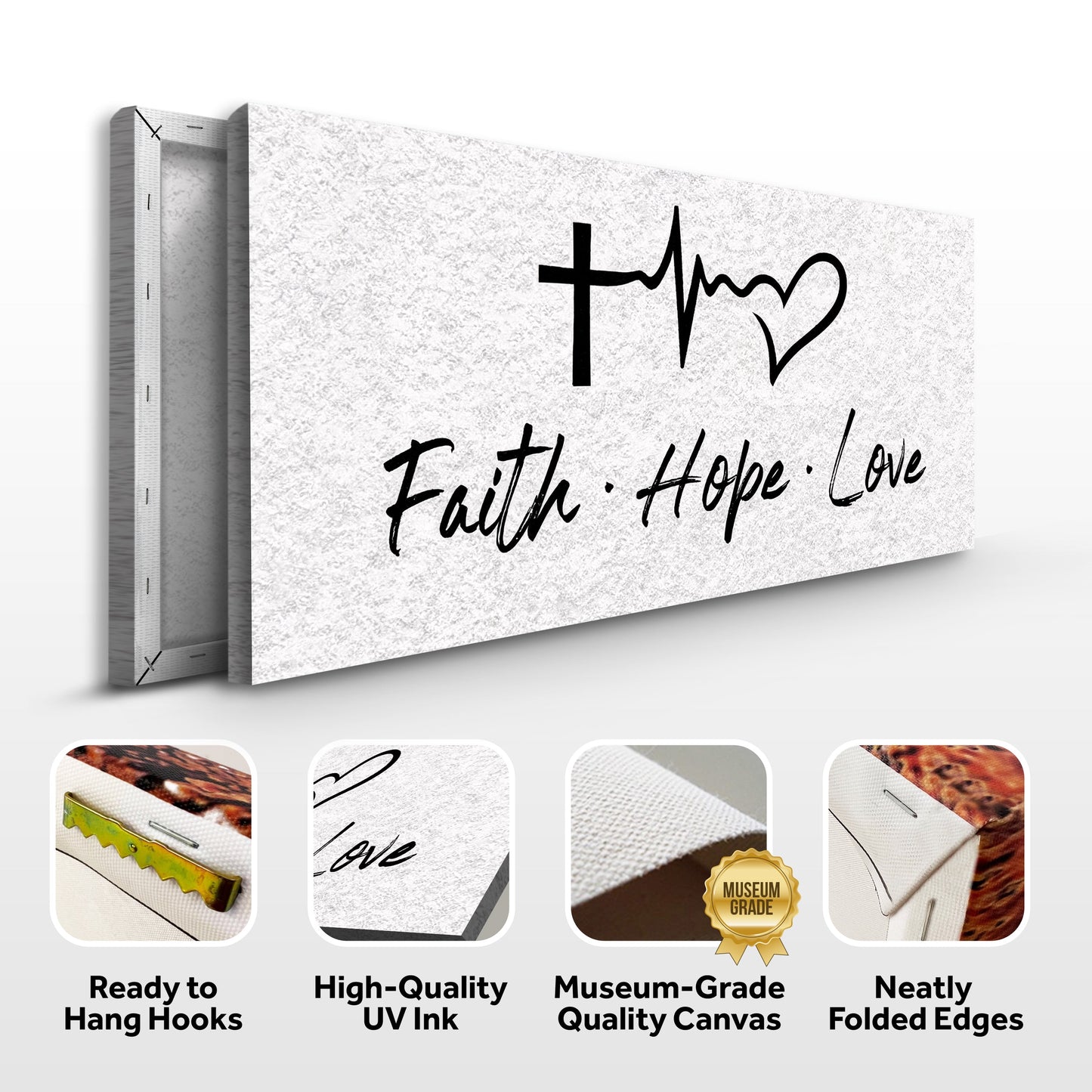 Faith Wall Art II canvas with black script on speckled Tailored Canvases crafting canvas on Tampa Home & Garden Store