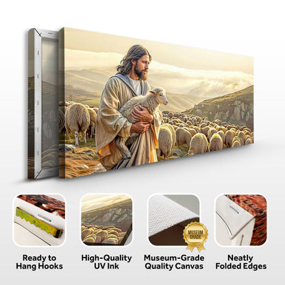 Canvas wall art 99 Faith Wall Art VIII by Tailored Canvases: bearded man with lamb among flock on Tampa Home & Garden Store