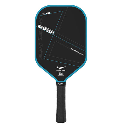 Grasp Pickleball Paddle 16mm by Warping Point with black face and blue trim on Tampa Home & Garden Store