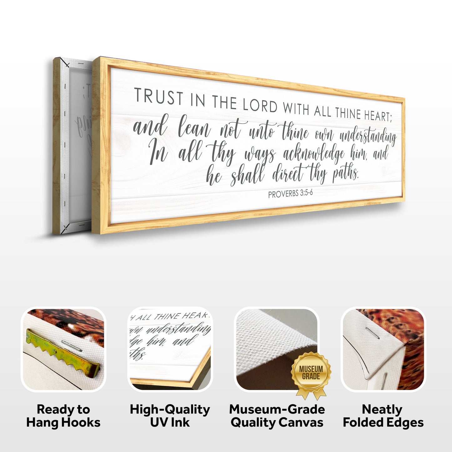 Proverbs 3:5-6 Faith Sign canvas framed in light wood by Tailored Canvases on Tampa Home & Garden Store