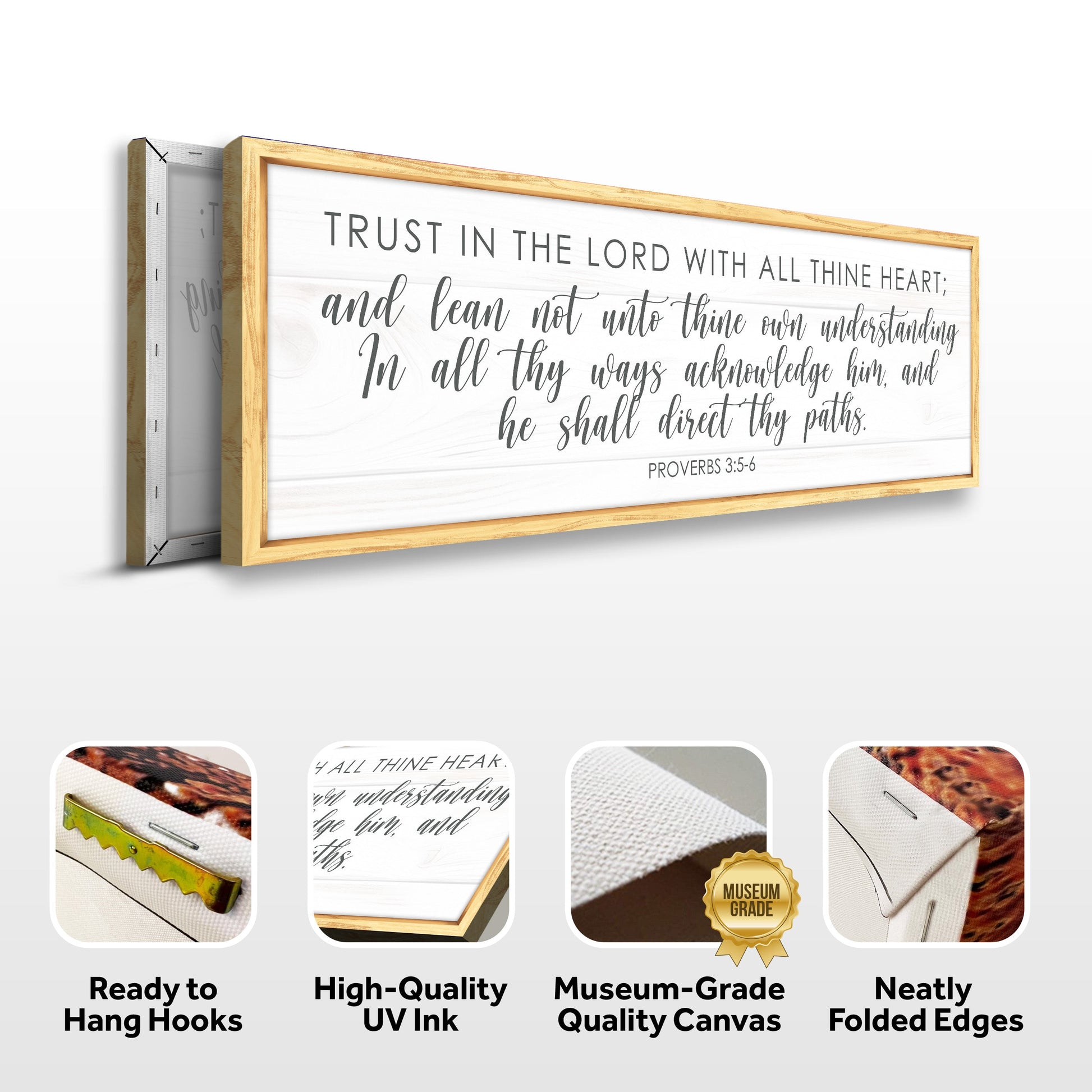 Proverbs 3:5-6 Faith Sign canvas framed in light wood by Tailored Canvases on Tampa Home & Garden Store