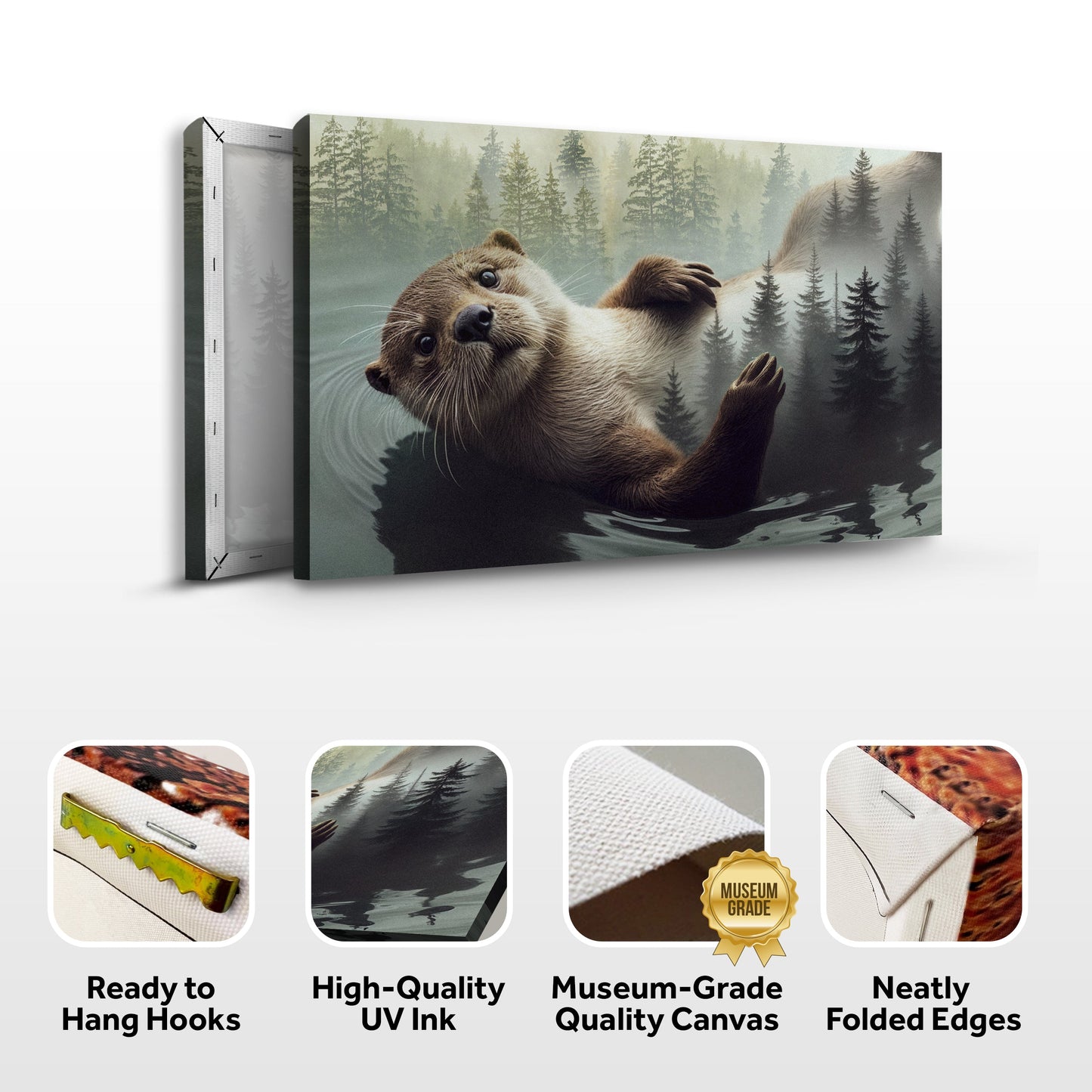 Otter Double Exposure Wall Art canvas by Tailored Canvases, forest scene on Tampa Home & Garden Store