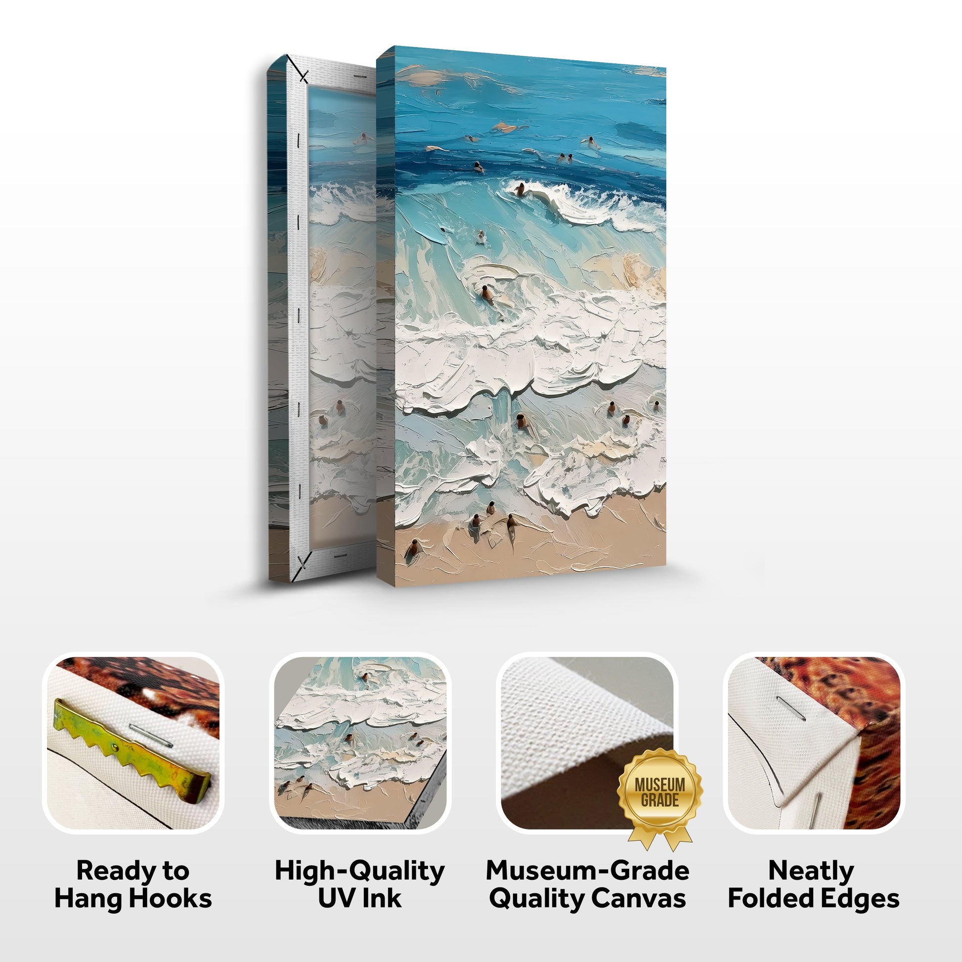 Beach Days Wall Art XVIII canvas by Tailored Canvases; blue ocean waves and sandy shore texture on Tampa Home & Garden Store