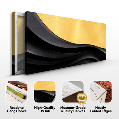Black And Gold Abstract VIII canvas by Tailored Canvases; black gray abstract panels on Tampa Home & Garden Store
