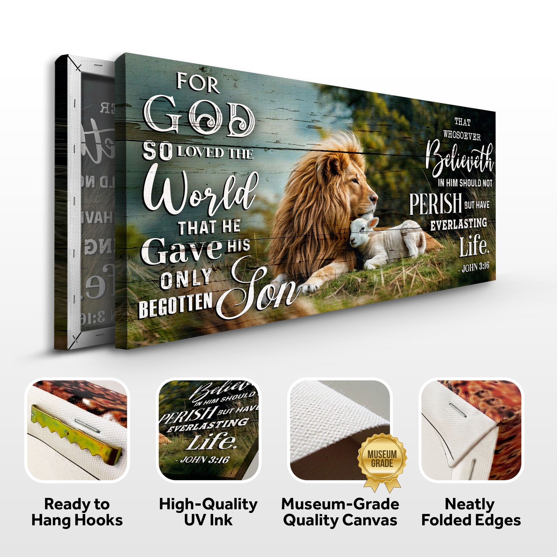 Canvas John 3:16 Faith Sign by Tailored Canvases with wood plank backdrop crafting canvas on Tampa Home & Garden Store