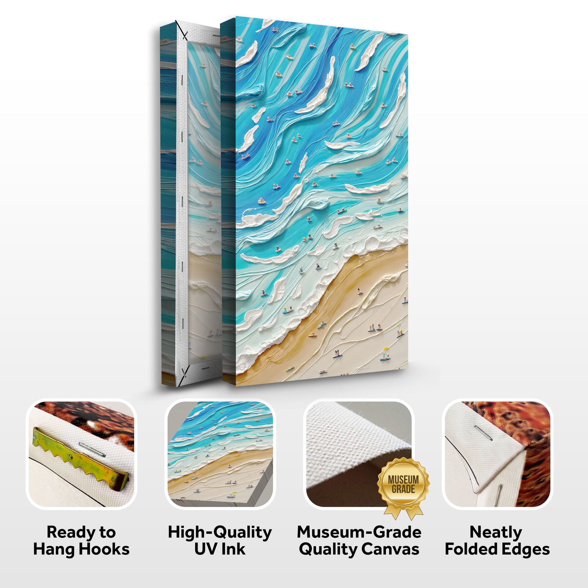 Beach Days Wall Art IV canvas set, 3-piece blue ocean wave artwork by Tailored Canvases on Tampa Home & Garden Store