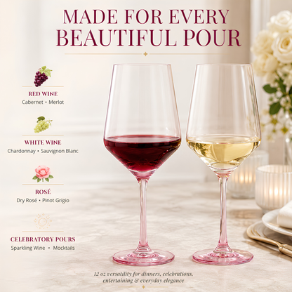 Monet Magenta Stemmed Wine Glasses Set Of Two
