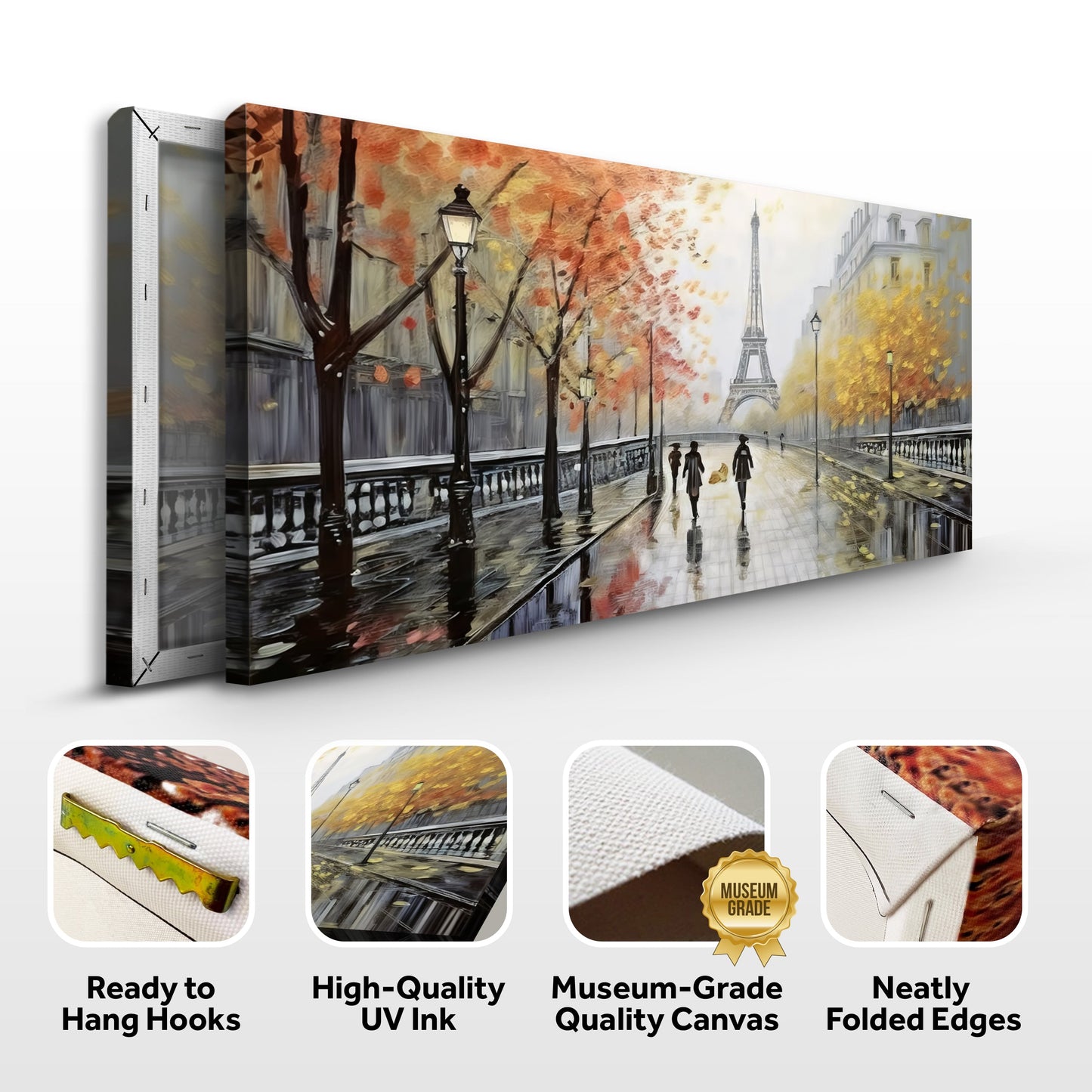 Parisian Rain Cityscape Canvas with lampposts and Eiffel Tower on Tampa Home & Garden Store