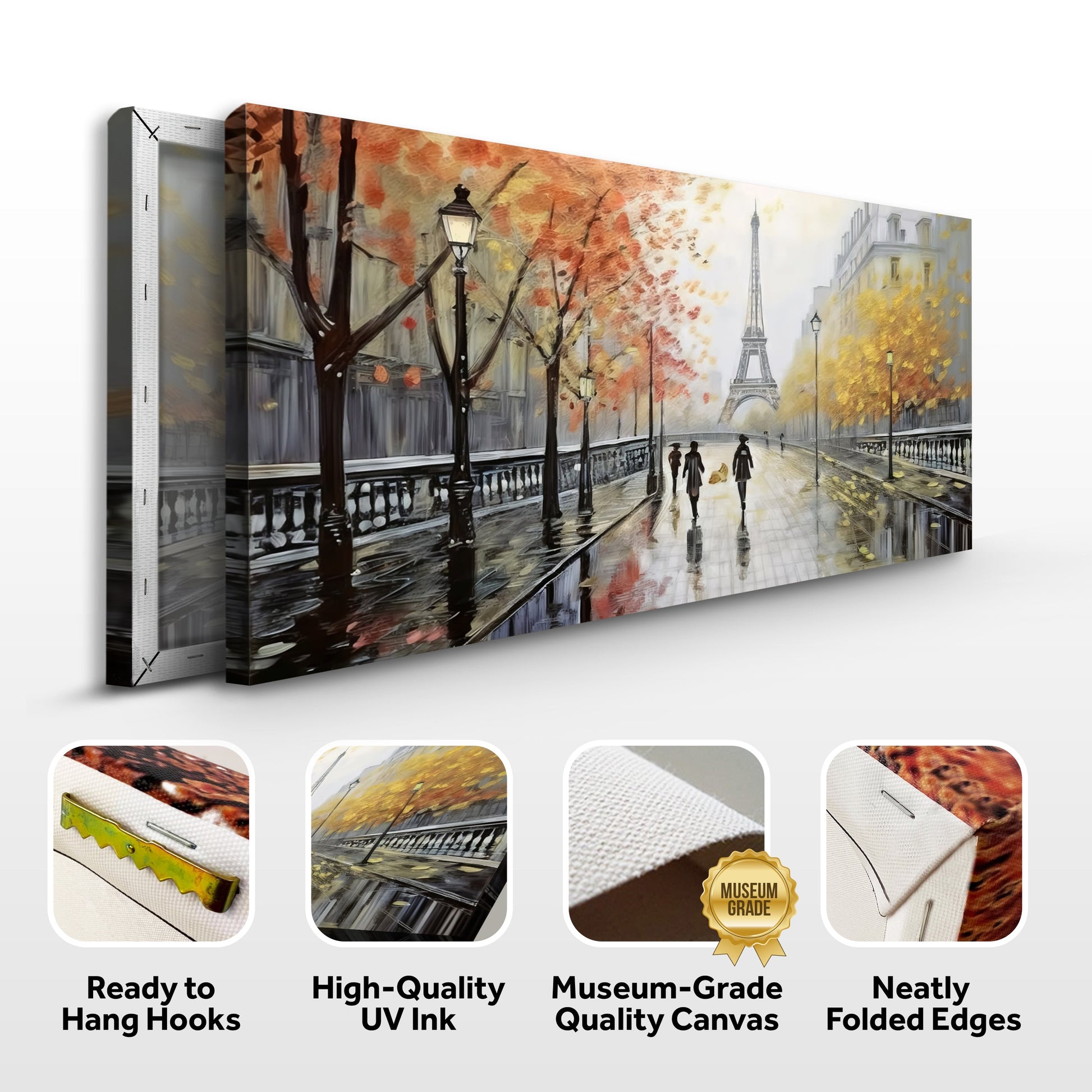 Parisian Rain Cityscape Canvas with lampposts and Eiffel Tower on Tampa Home & Garden Store